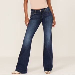 7 For All Mankind Women's Blue Black Santiago Dojo Kick Flare Jeans Size 31